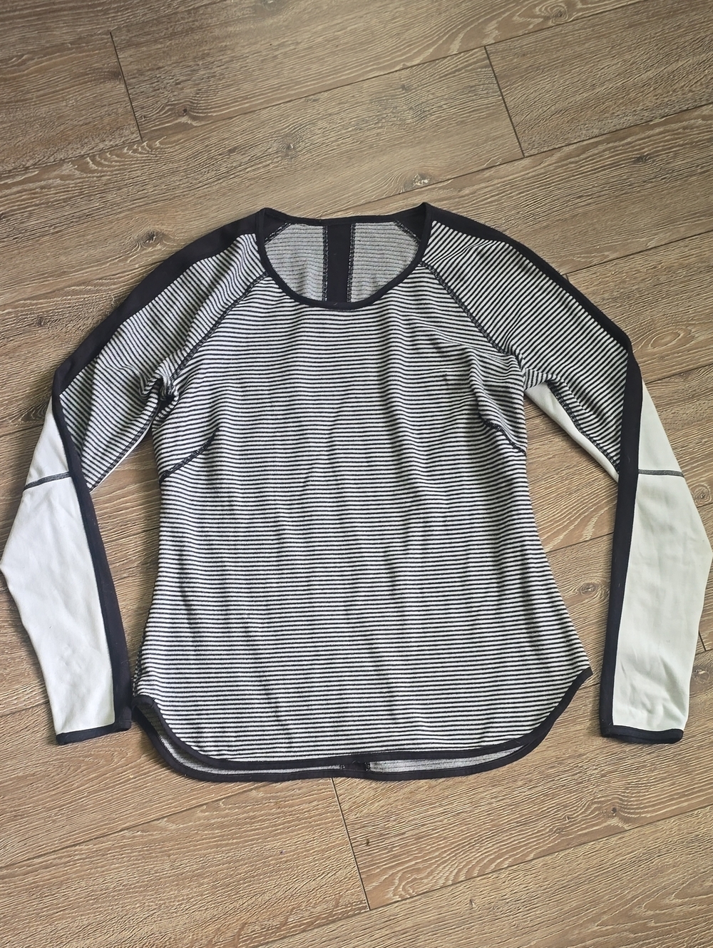 lululemon athletica Black & White Striped Long Sleeve Tee